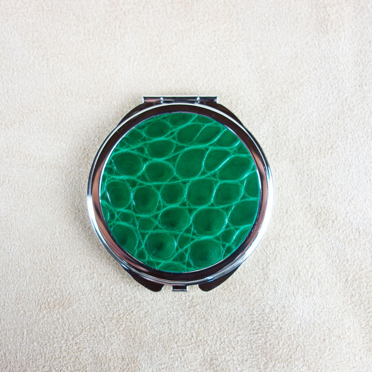 miroir en cuir de croco vert